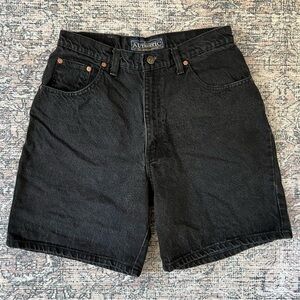 Vintage 90s High Waisted Jean Shorts Womens 14 Black Jorts Paris Sports Club